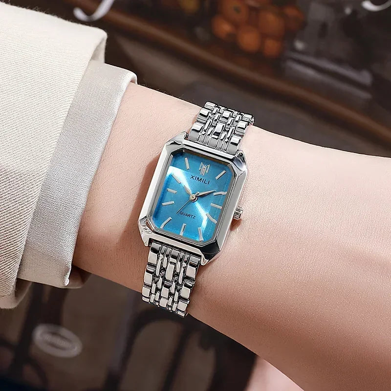 Women’s Rose Gold Quartz Watch – Square Dial, Stainless Steel