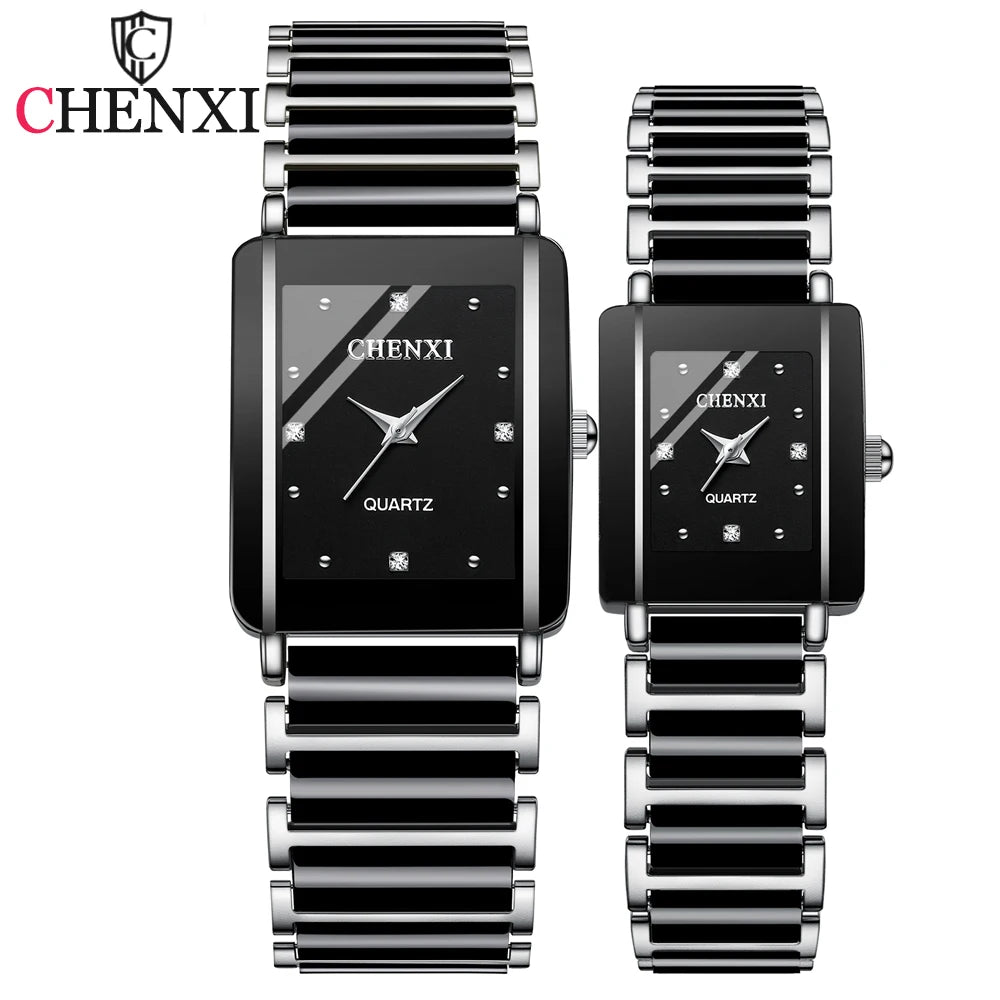 CHENXI Couple’s Luxury Waterproof Watches – Ceramics & Metal Strap