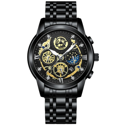 BINBOND B4010 Luxury Quartz Men Watch Stainless Steel Strap Luminous 30M Waterproof Business