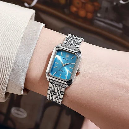 Women’s Rose Gold Quartz Watch – Square Dial, Stainless Steel