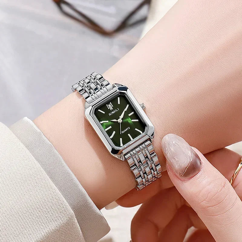 Women’s Rose Gold Quartz Watch – Square Dial, Stainless Steel