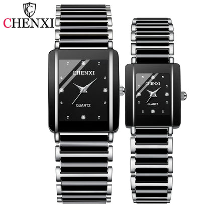 CHENXI Couple’s Luxury Waterproof Watches – Ceramics & Metal Strap