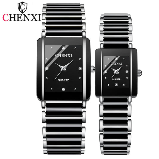 CHENXI Couple’s Luxury Waterproof Watches – Ceramics & Metal Strap