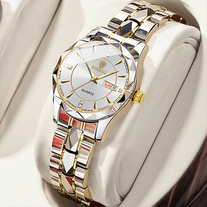BINBOND Luxury Ladies Quartz Watch Stainless Waterproof Luminous Date Women Gift