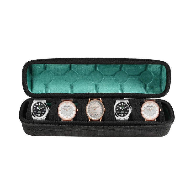 2/3/5 Slots Watch Travel Case Hard Watch Roll Organizer with Form-Fitting Pillow Red Microfiber Lining