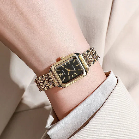 Women’s Rose Gold Quartz Watch – Square Dial, Stainless Steel