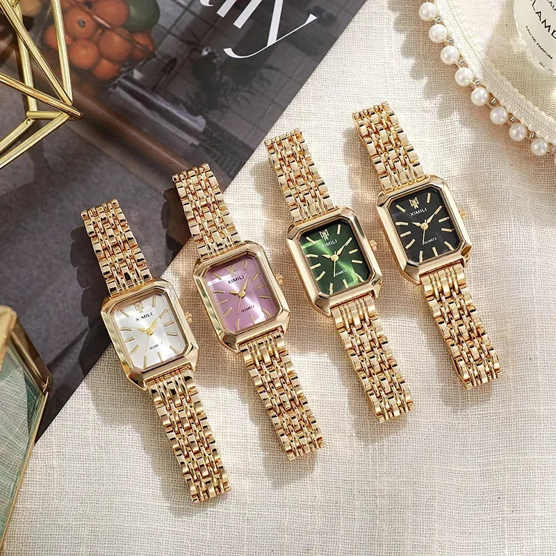 Women’s Rose Gold Quartz Watch – Square Dial, Stainless Steel