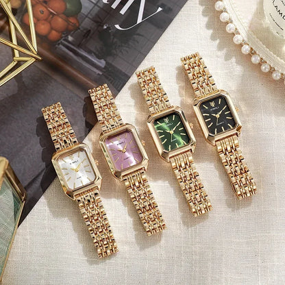 Women’s Rose Gold Quartz Watch – Square Dial, Stainless Steel