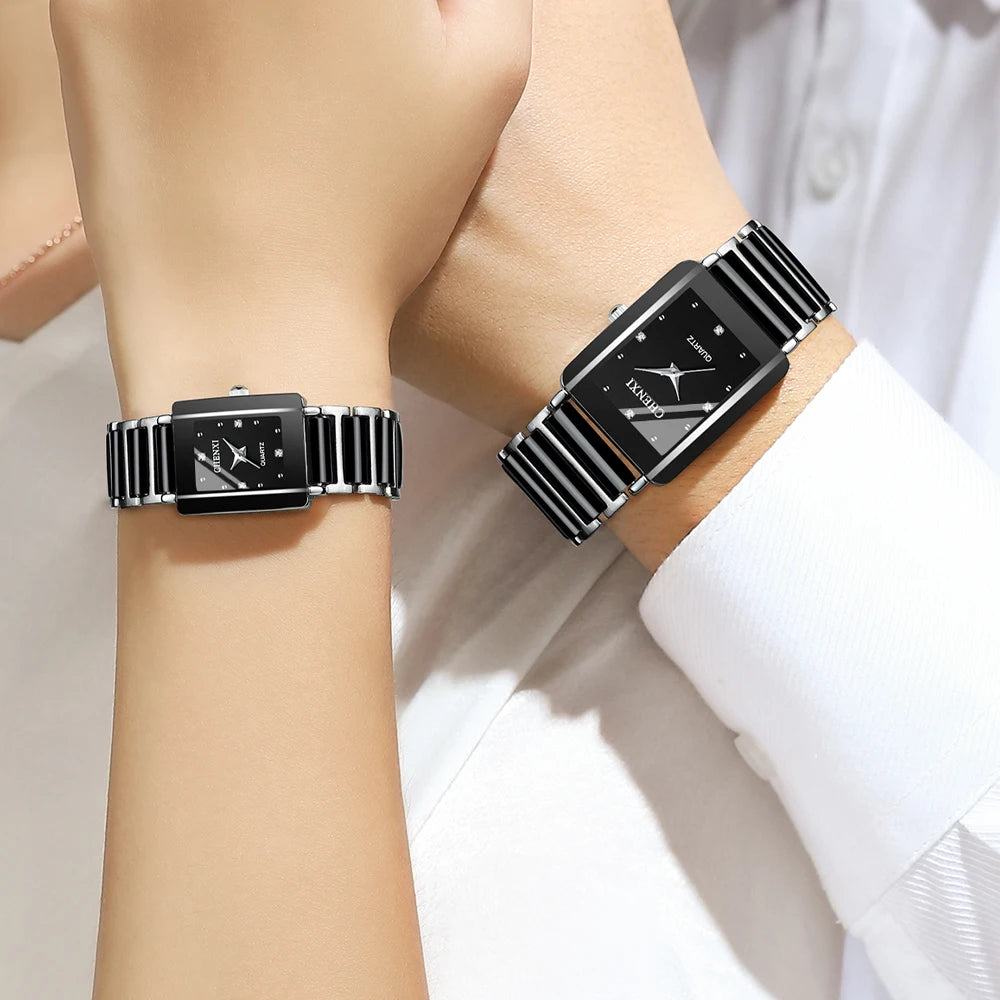 CHENXI Couple’s Luxury Waterproof Watches – Ceramics & Metal Strap