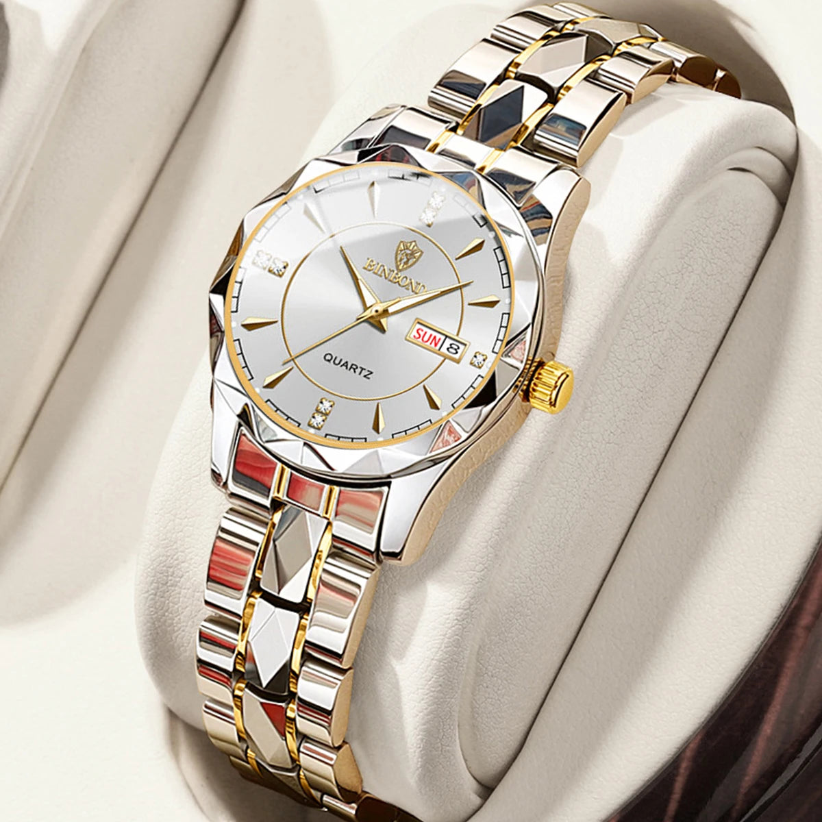 BINBOND Luxury Ladies Quartz Watch Stainless Waterproof Luminous Date Women Gift