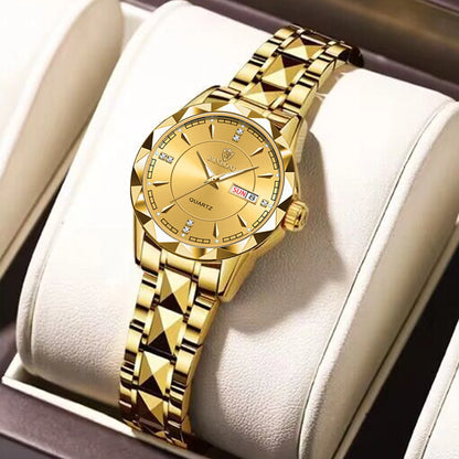 BINBOND Luxury Ladies Quartz Watch Stainless Waterproof Luminous Date Women Gift