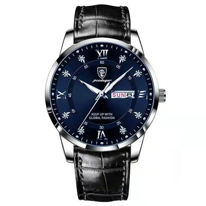 POEDAGAR Luxury Men Leather Quartz Watch Waterproof Luminous Sports Military