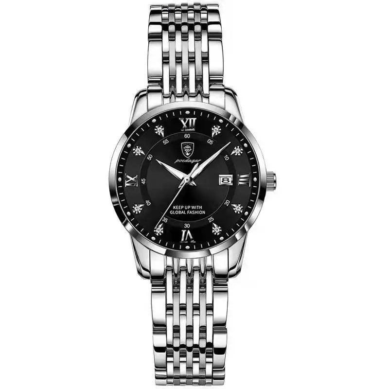 POEDAGAR Luxury Women's Quartz Watch Waterproof Luminous Date Stainless Steel Casual
