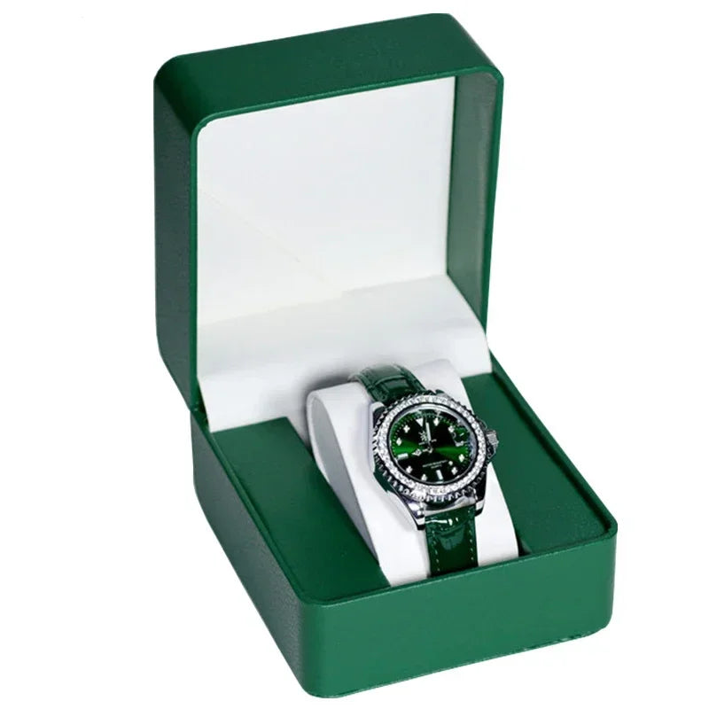 Black Single Watch Gift Box PU Leather with Pillow Wristwatch Display Case Organizer Clamshell Men