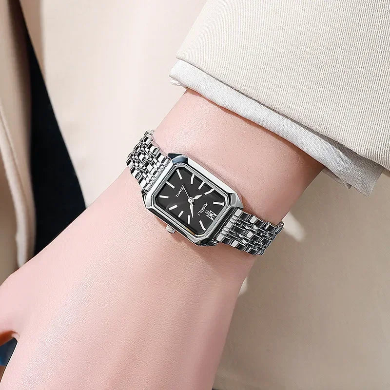 Women’s Rose Gold Quartz Watch – Square Dial, Stainless Steel