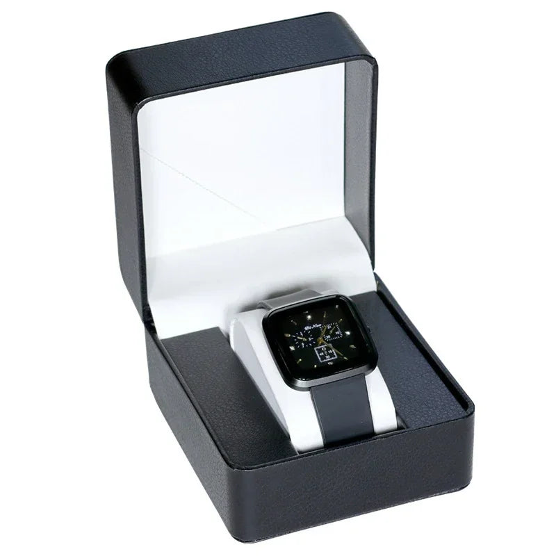 Black Single Watch Gift Box PU Leather with Pillow Wristwatch Display Case Organizer Clamshell Men