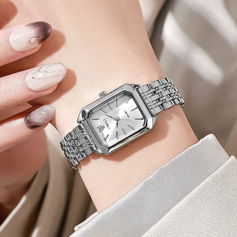 Women’s Rose Gold Quartz Watch – Square Dial, Stainless Steel