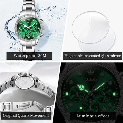OLEVS Original Women’s Stainless Steel Quartz Watch – Waterproof, Auto Date