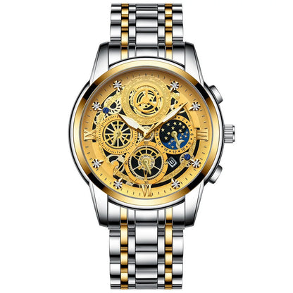 BINBOND B4010 Luxury Quartz Men Watch Stainless Steel Strap Luminous 30M Waterproof Business