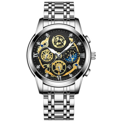 BINBOND B4010 Luxury Quartz Men Watch Stainless Steel Strap Luminous 30M Waterproof Business