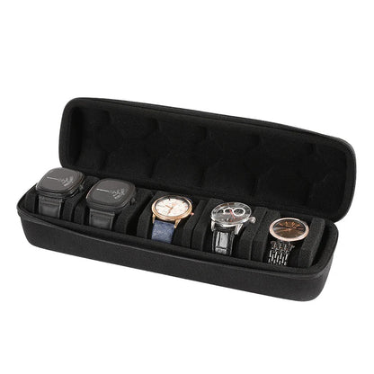 2/3/5 Slots Watch Travel Case Hard Watch Roll Organizer with Form-Fitting Pillow Red Microfiber Lining