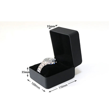 Black Single Watch Gift Box PU Leather with Pillow Wristwatch Display Case Organizer Clamshell Men