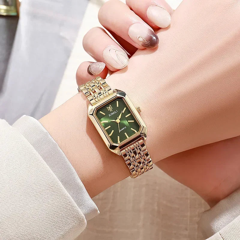 Women’s Rose Gold Quartz Watch – Square Dial, Stainless Steel