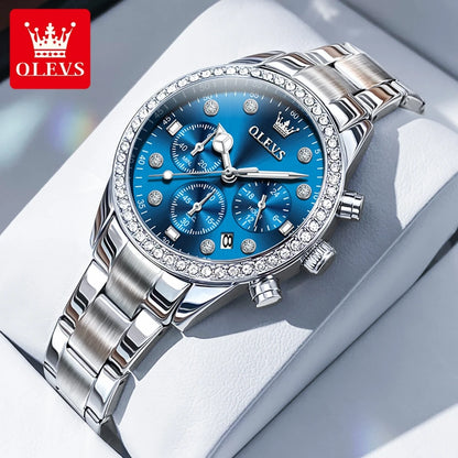 OLEVS Original Women’s Stainless Steel Quartz Watch – Waterproof, Auto Date