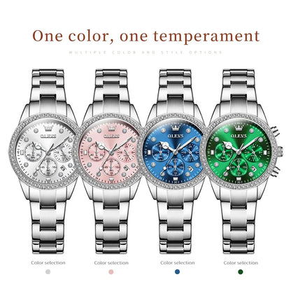 OLEVS Original Women’s Stainless Steel Quartz Watch – Waterproof, Auto Date