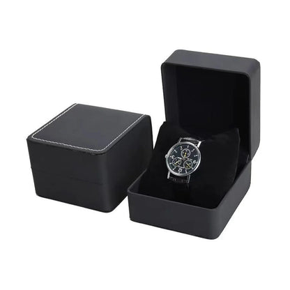 Black Single Watch Gift Box PU Leather with Pillow Wristwatch Display Case Organizer Clamshell Men