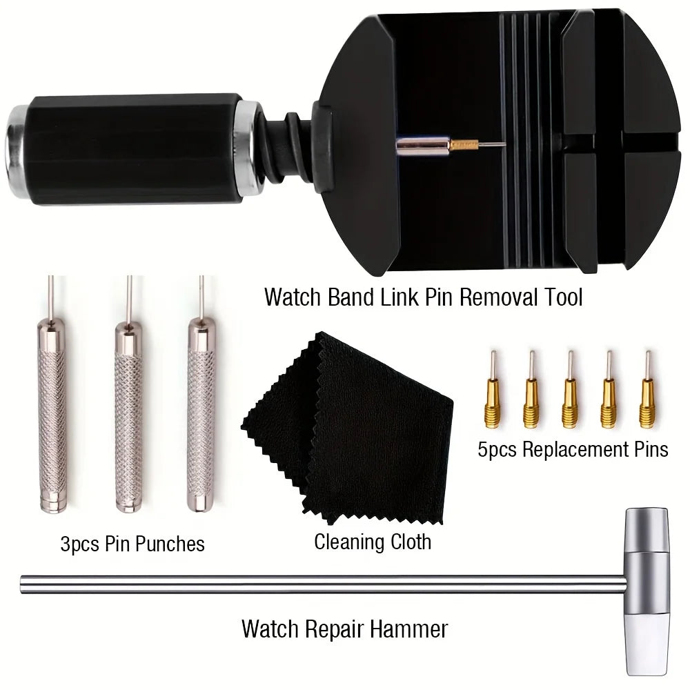 11pcs Watch Link Removal Tool Kit Strap Chain Pin Remover Repair for Watch Band Adjustment