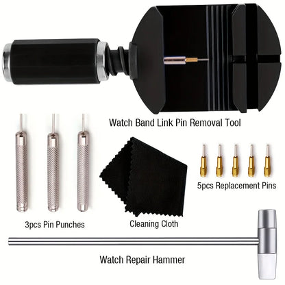 11pcs Watch Link Removal Tool Kit Strap Chain Pin Remover Repair for Watch Band Adjustment