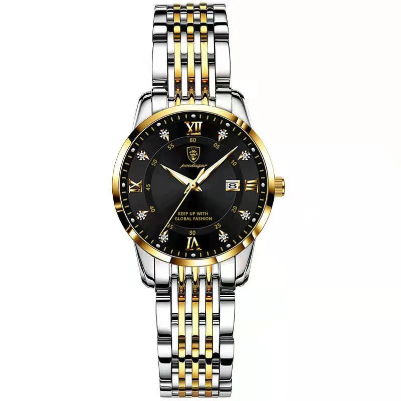 POEDAGAR Luxury Women's Quartz Watch Waterproof Luminous Date Stainless Steel Casual
