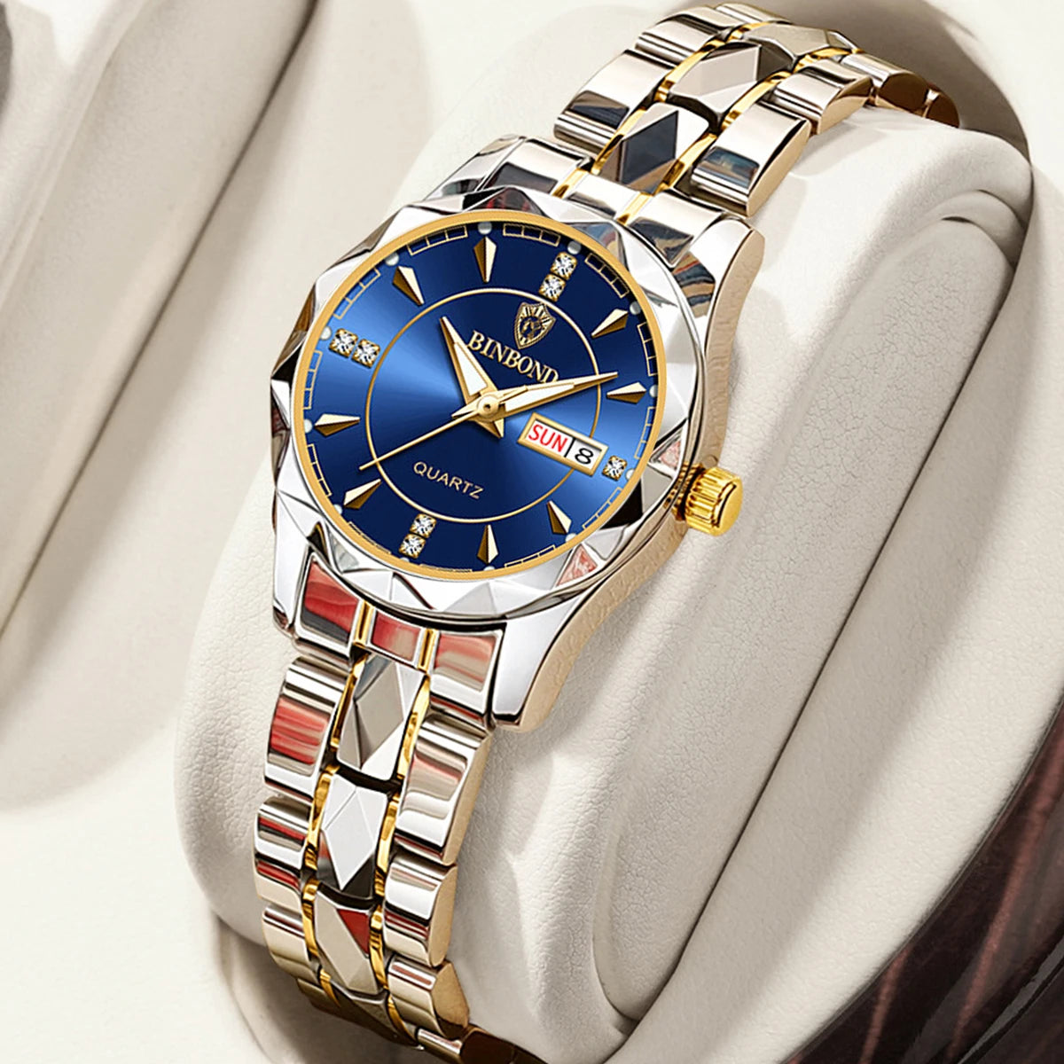 BINBOND Luxury Ladies Quartz Watch Stainless Waterproof Luminous Date Women Gift