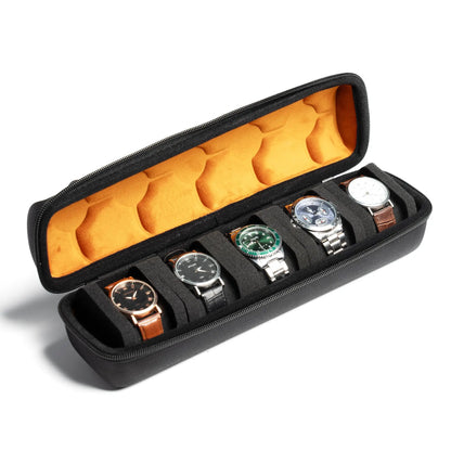 2/3/5 Slots Watch Travel Case Hard Watch Roll Organizer with Form-Fitting Pillow Red Microfiber Lining