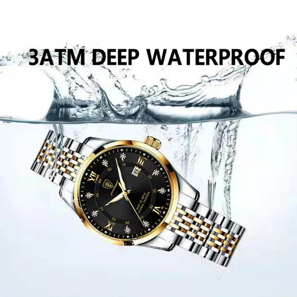POEDAGAR Luxury Women's Quartz Watch Waterproof Luminous Date Stainless Steel Casual