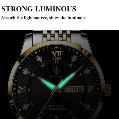 POEDAGAR Luxury Men Leather Quartz Watch Waterproof Luminous Sports Military