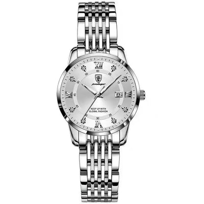 POEDAGAR Luxury Women's Quartz Watch Waterproof Luminous Date Stainless Steel Casual