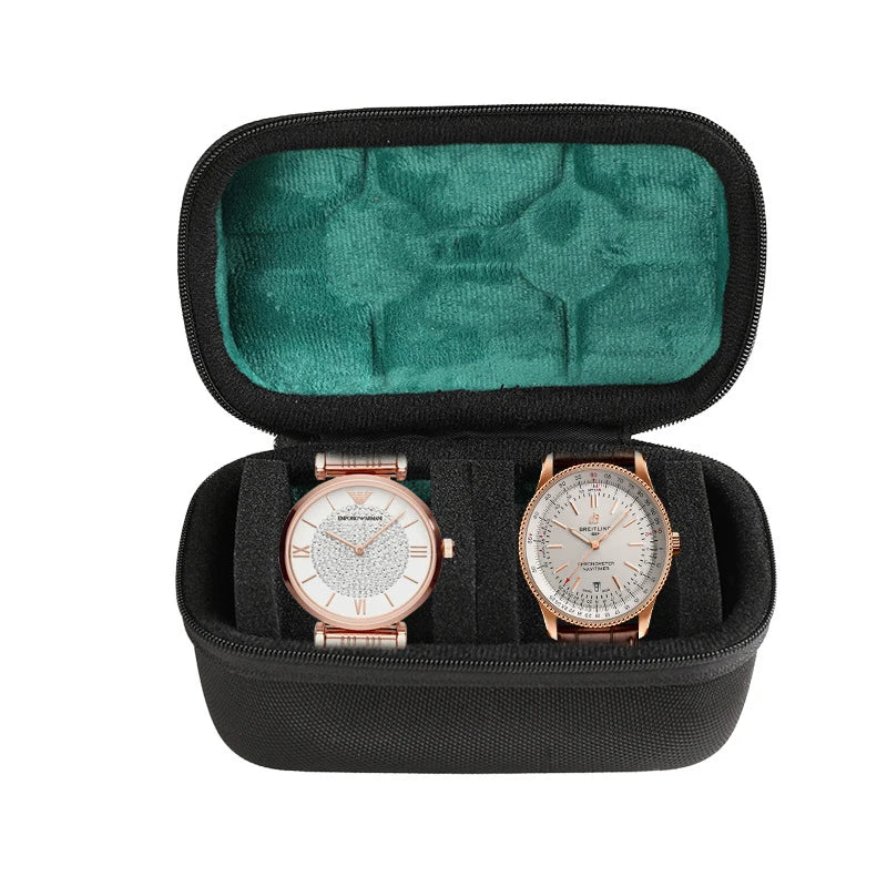 2/3/5 Slots Watch Travel Case Hard Watch Roll Organizer with Form-Fitting Pillow Red Microfiber Lining