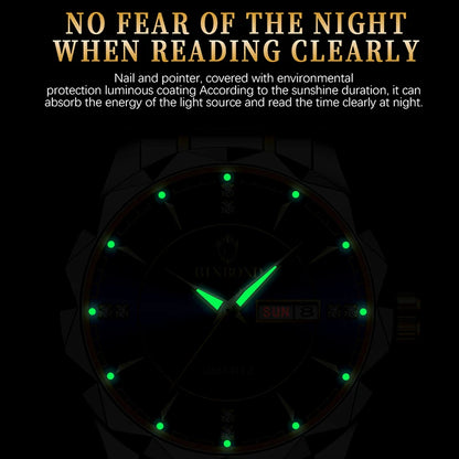 BINBOND Luxury Ladies Quartz Watch Stainless Waterproof Luminous Date Women Gift
