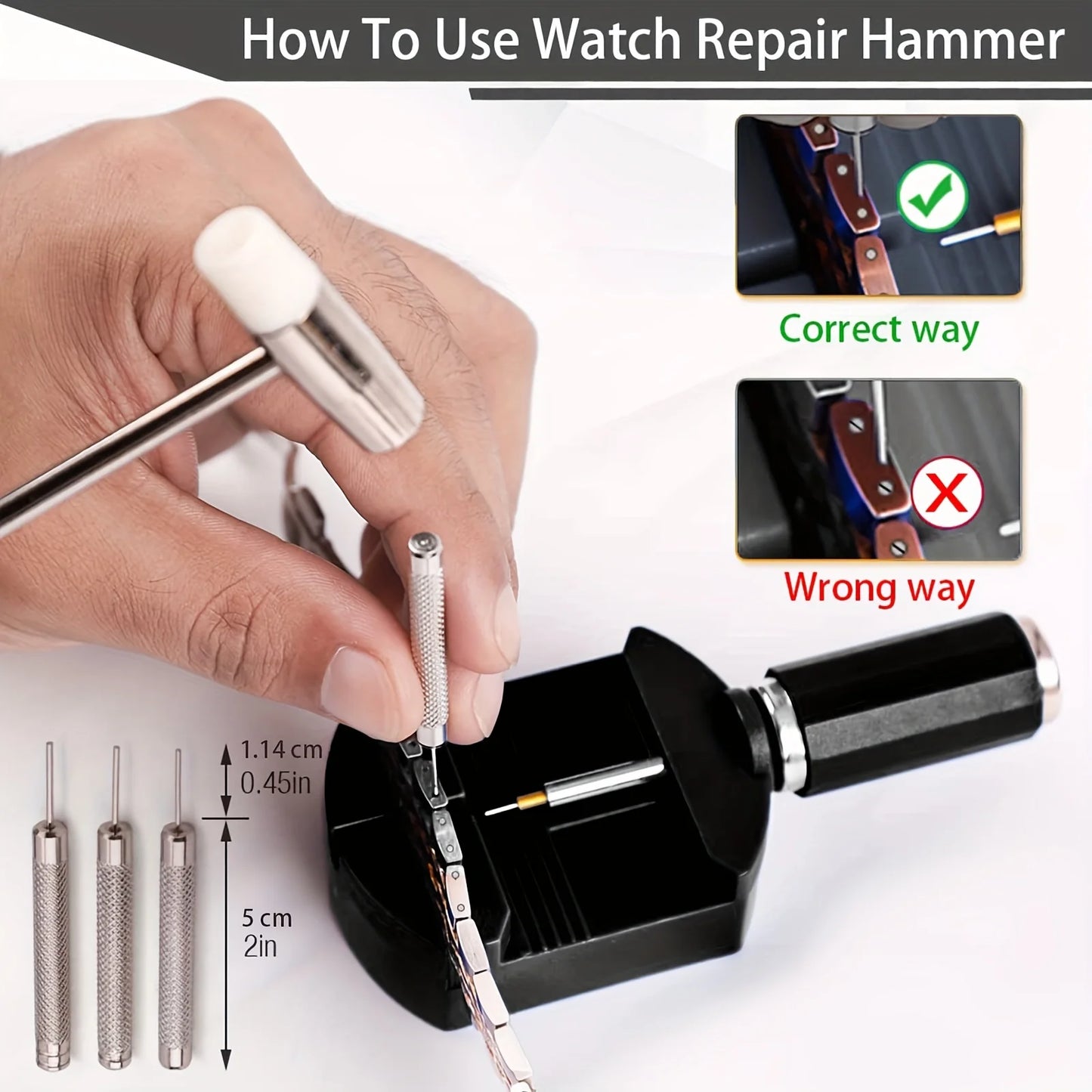 11pcs Watch Link Removal Tool Kit Strap Chain Pin Remover Repair for Watch Band Adjustment