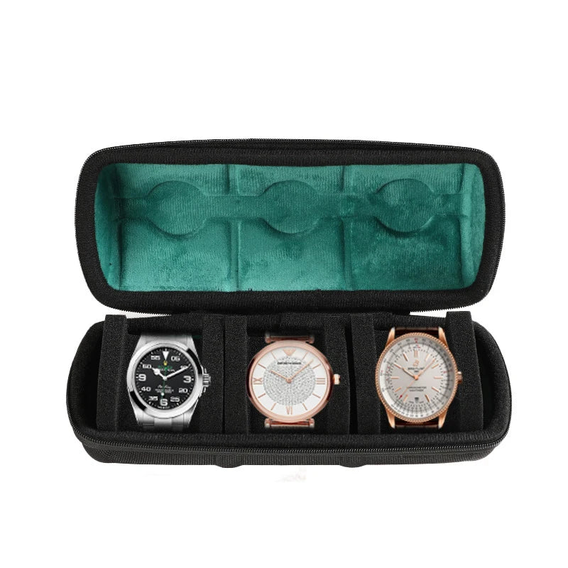 2/3/5 Slots Watch Travel Case Hard Watch Roll Organizer with Form-Fitting Pillow Red Microfiber Lining