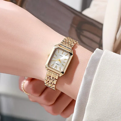 Women’s Rose Gold Quartz Watch – Square Dial, Stainless Steel