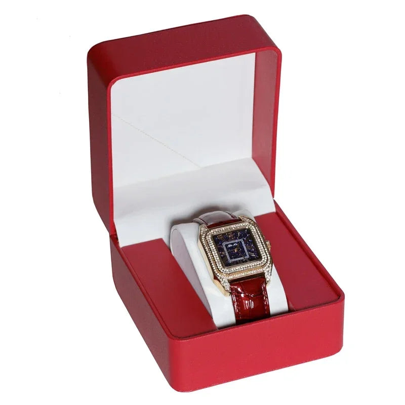 Black Single Watch Gift Box PU Leather with Pillow Wristwatch Display Case Organizer Clamshell Men