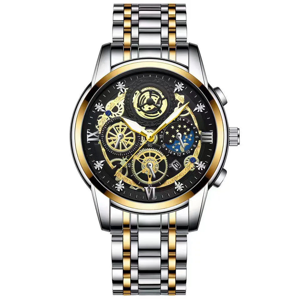 BINBOND B4010 Luxury Quartz Men Watch Stainless Steel Strap Luminous 30M Waterproof Business