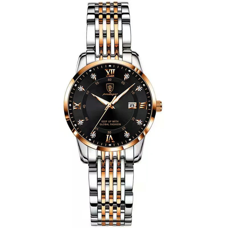 POEDAGAR Luxury Women's Quartz Watch Waterproof Luminous Date Stainless Steel Casual