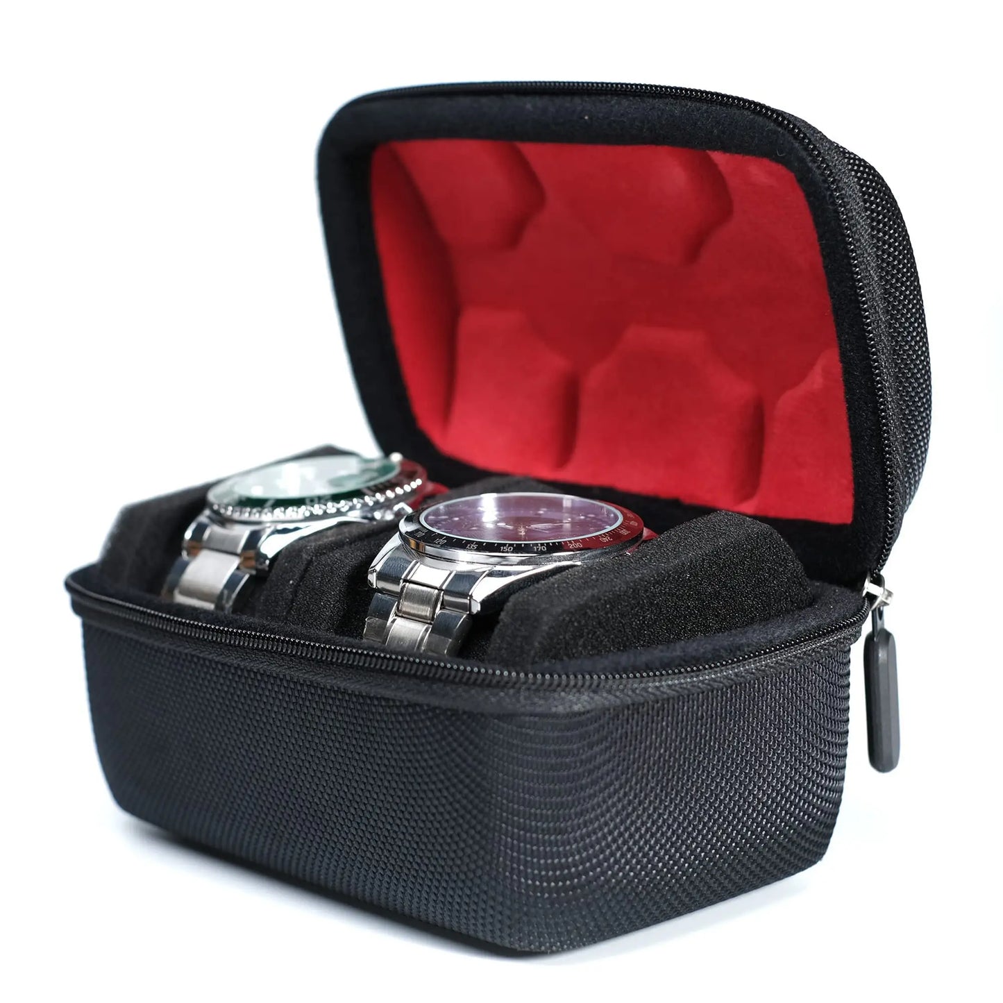 2/3/5 Slots Watch Travel Case Hard Watch Roll Organizer with Form-Fitting Pillow Red Microfiber Lining