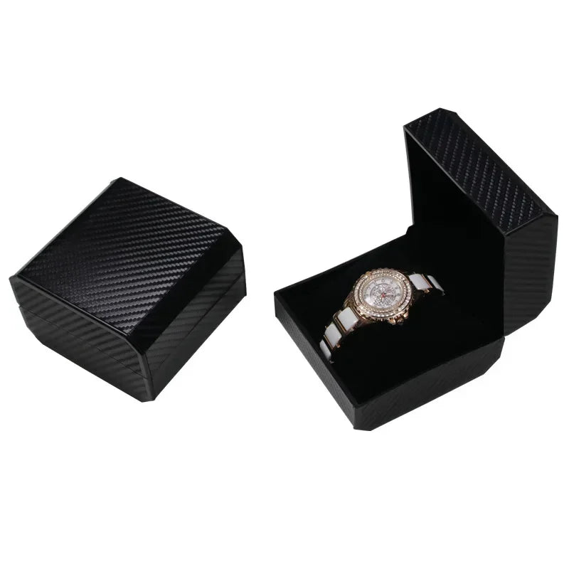 Black Single Watch Gift Box PU Leather with Pillow Wristwatch Display Case Organizer Clamshell Men