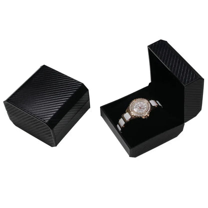 Black Single Watch Gift Box PU Leather with Pillow Wristwatch Display Case Organizer Clamshell Men