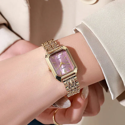 Women’s Rose Gold Quartz Watch – Square Dial, Stainless Steel